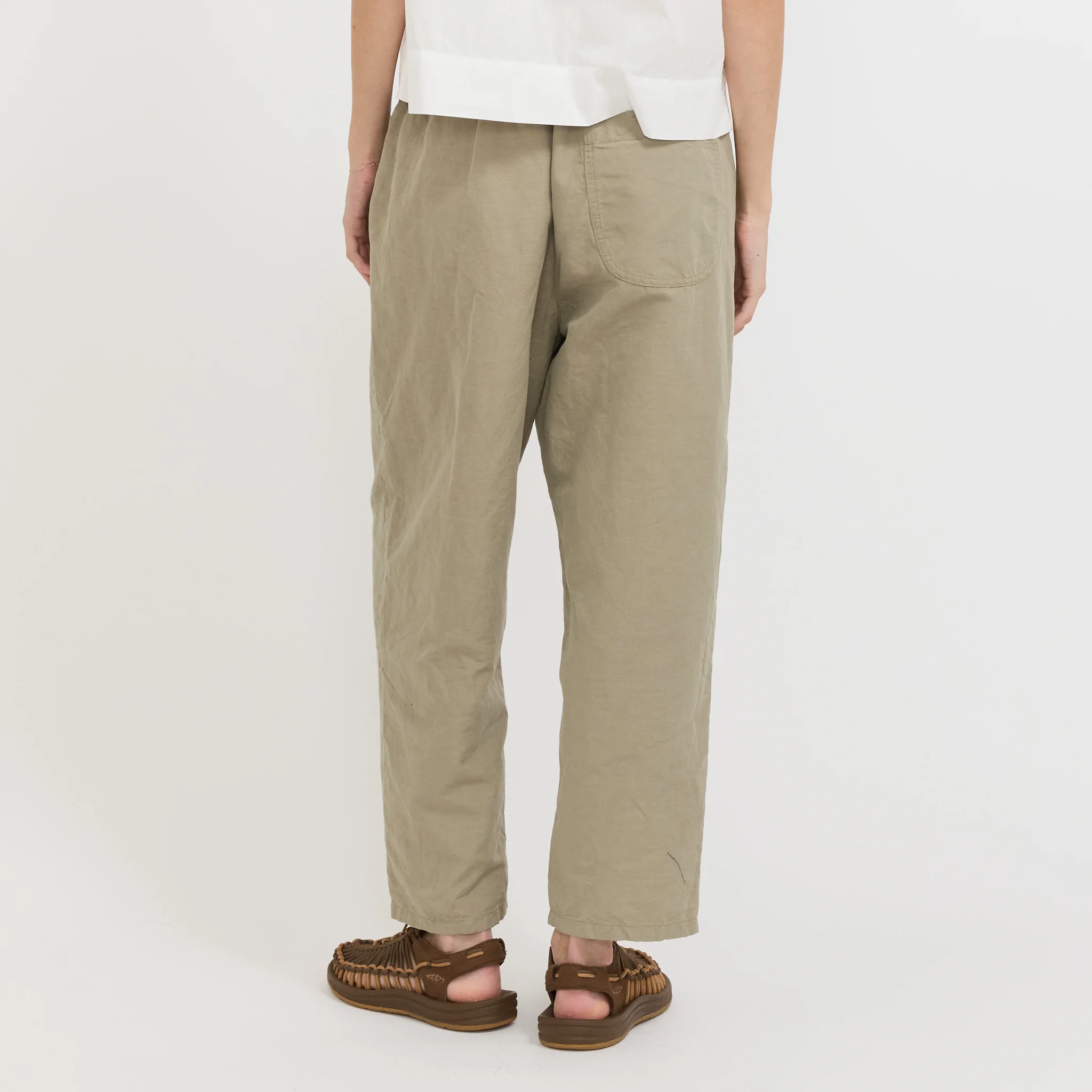 Womens Easy Pants Cotton/Linen Weather Cloth Olive - Image 4