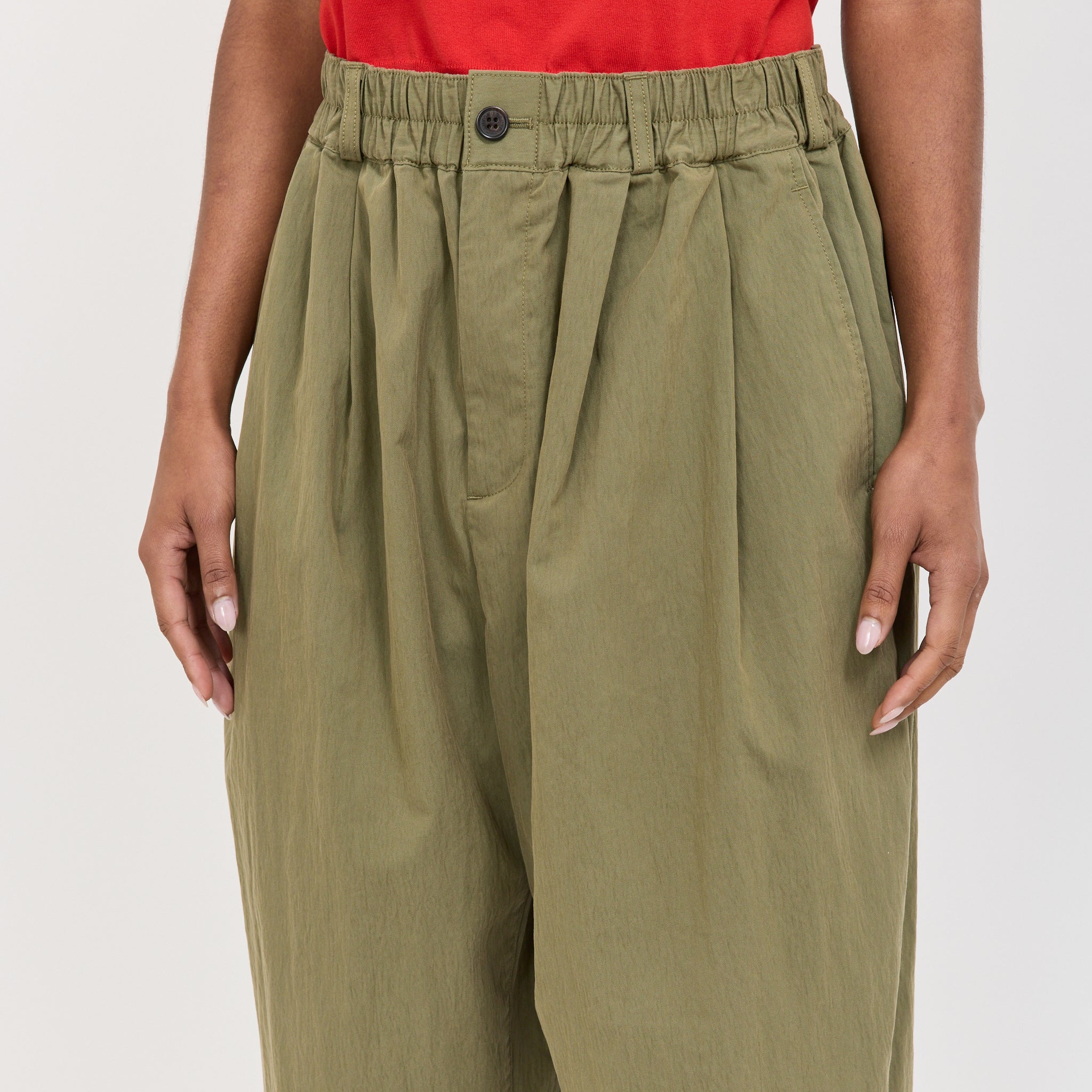 Womens Easy Pants Cotton/Nylon Twill Olive - Image 5