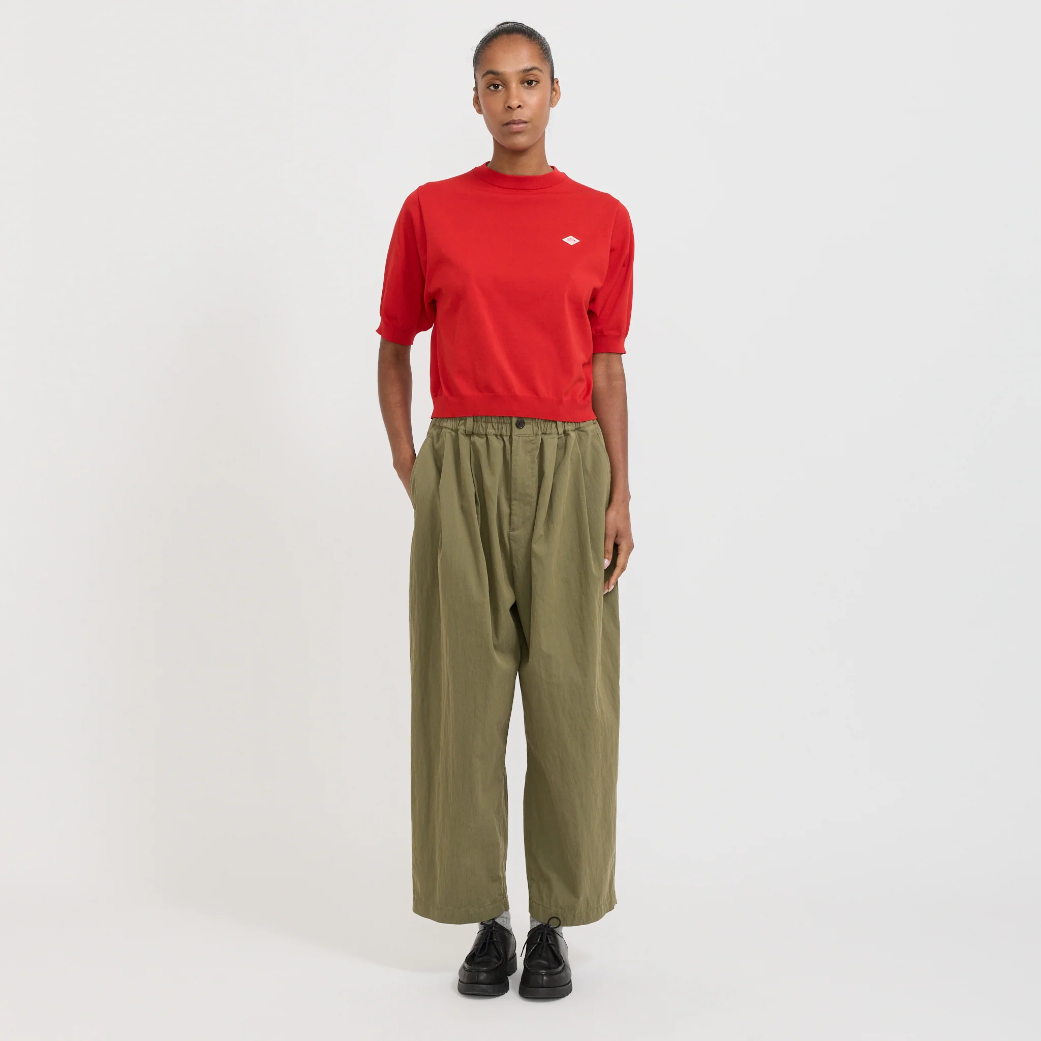 Womens Easy Pants Cotton/Nylon Twill Olive - Image 7