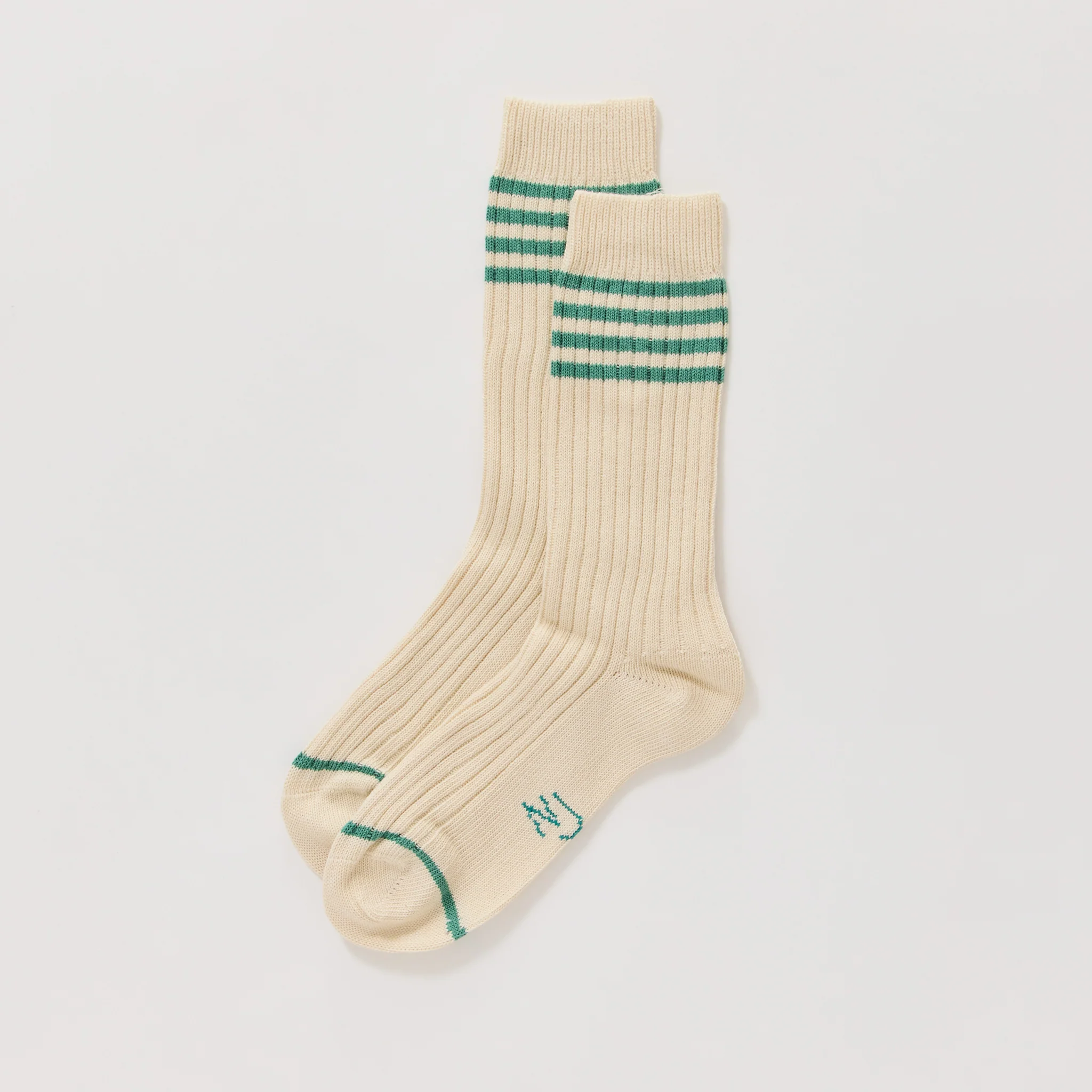 Womens Tennis Socks Stripe Off White/Turquoise