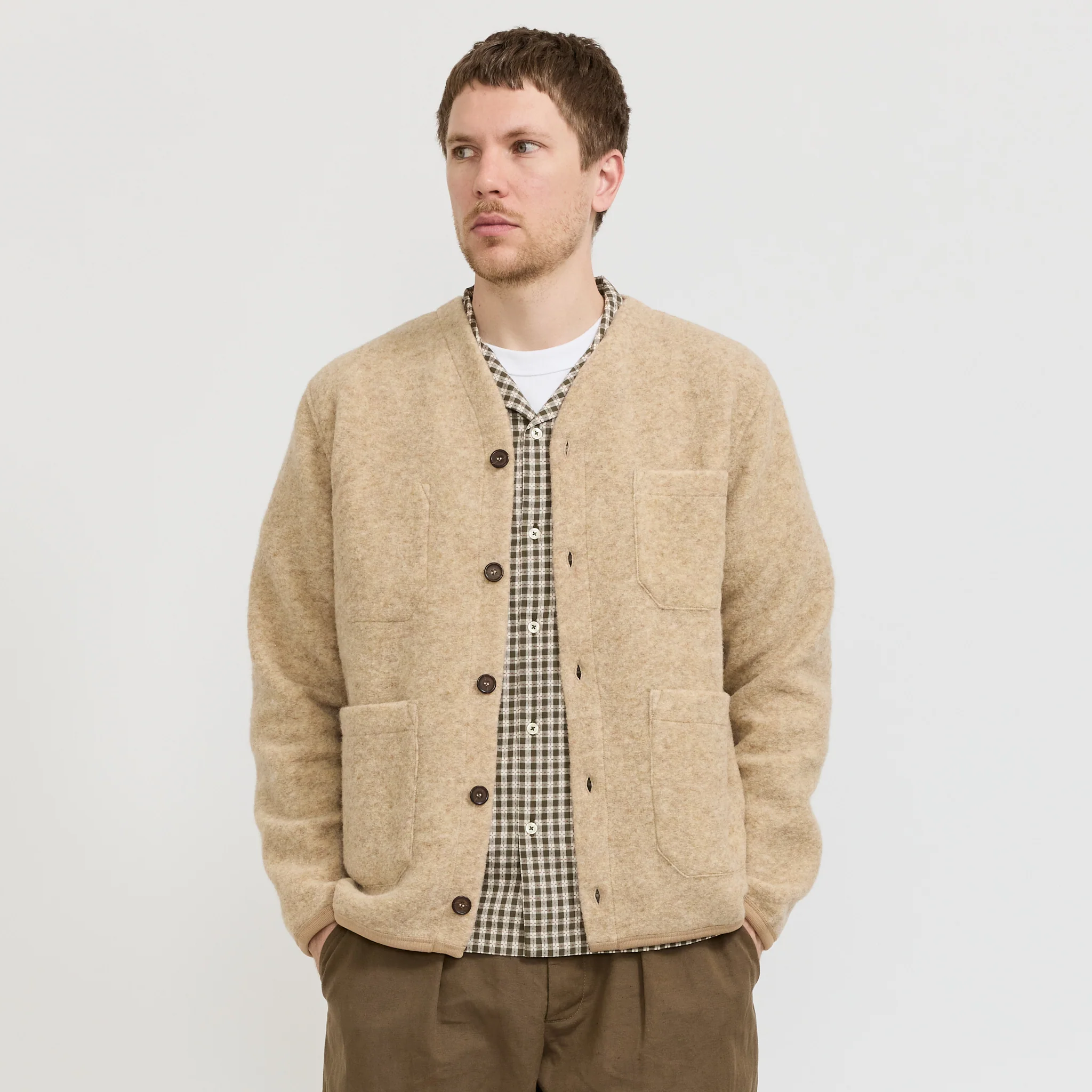 Wool Fleece Cardigan Fawn
