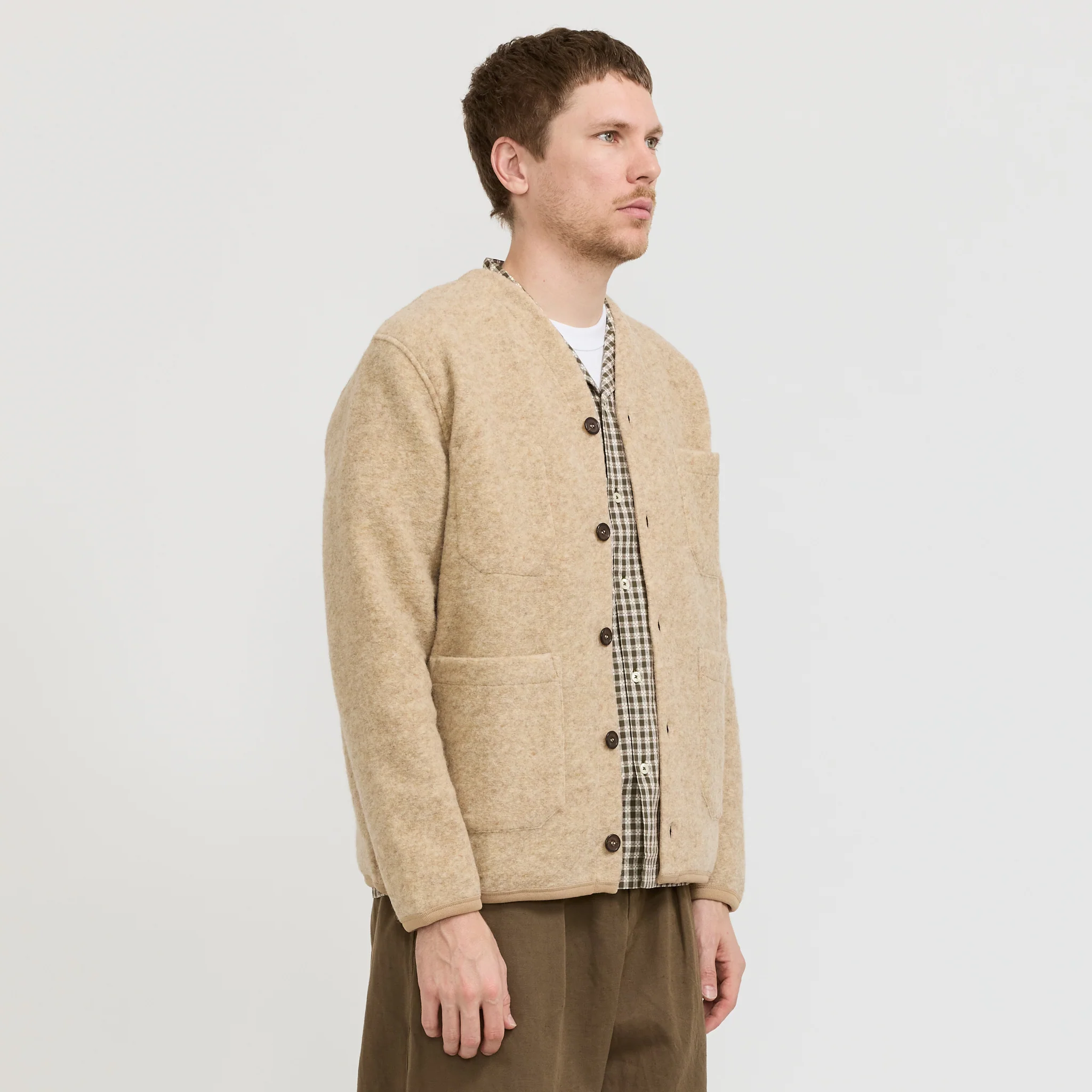 Wool Fleece Cardigan Fawn - Image 3