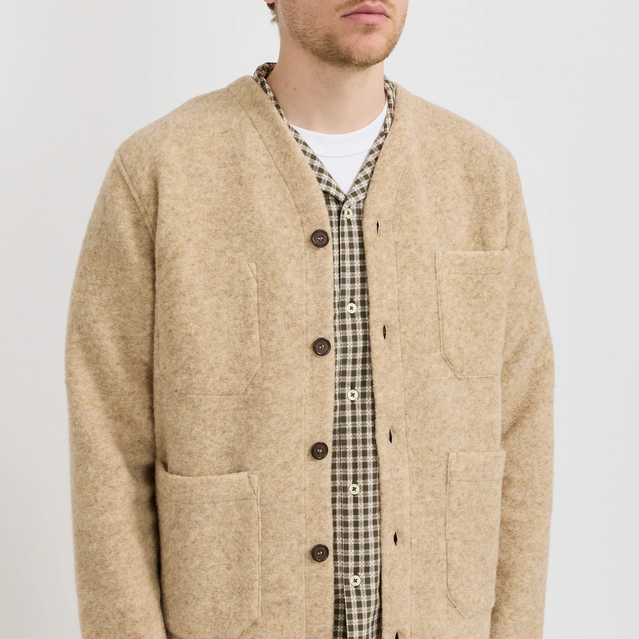 Wool Fleece Cardigan Fawn - Image 5