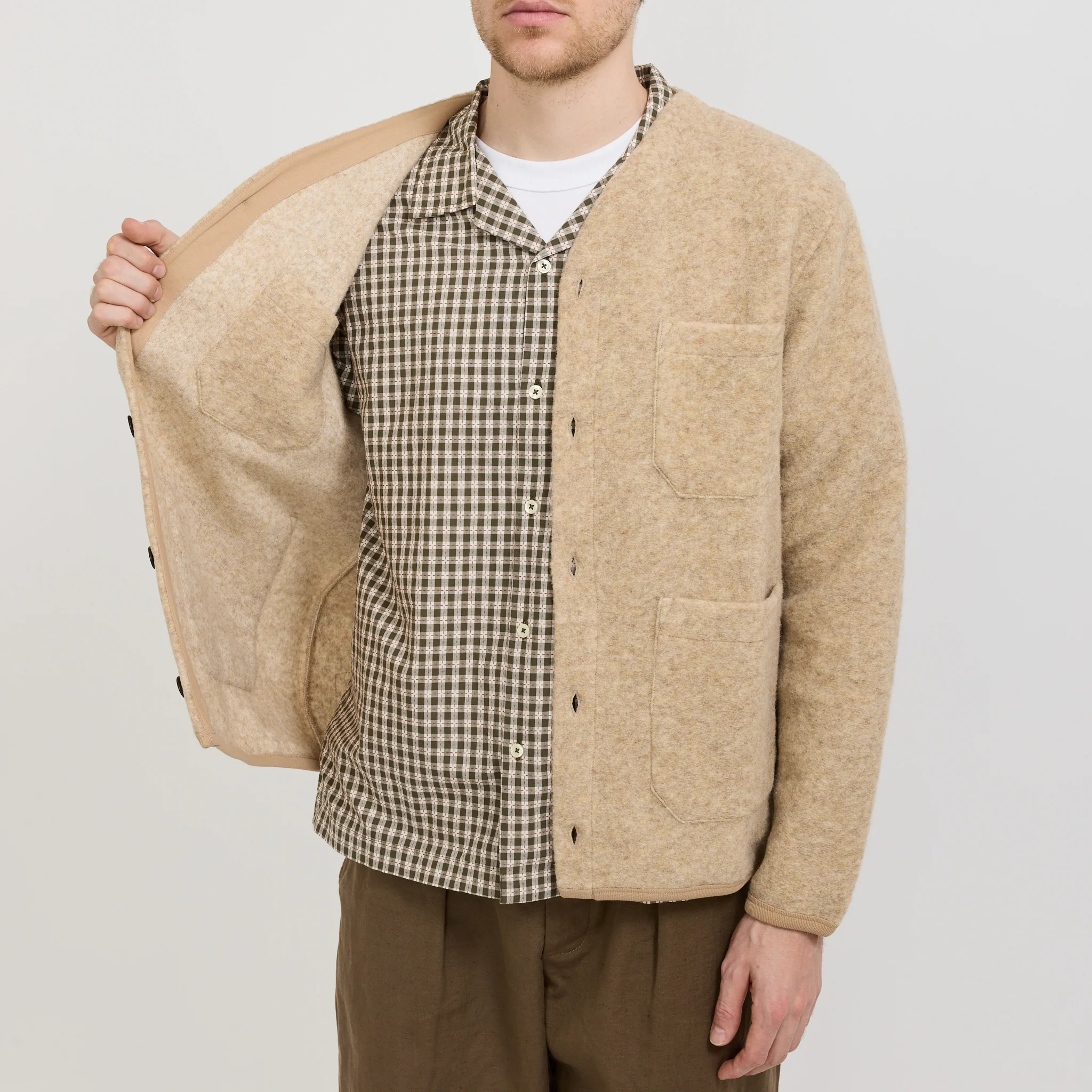 Wool Fleece Cardigan Fawn - Image 6