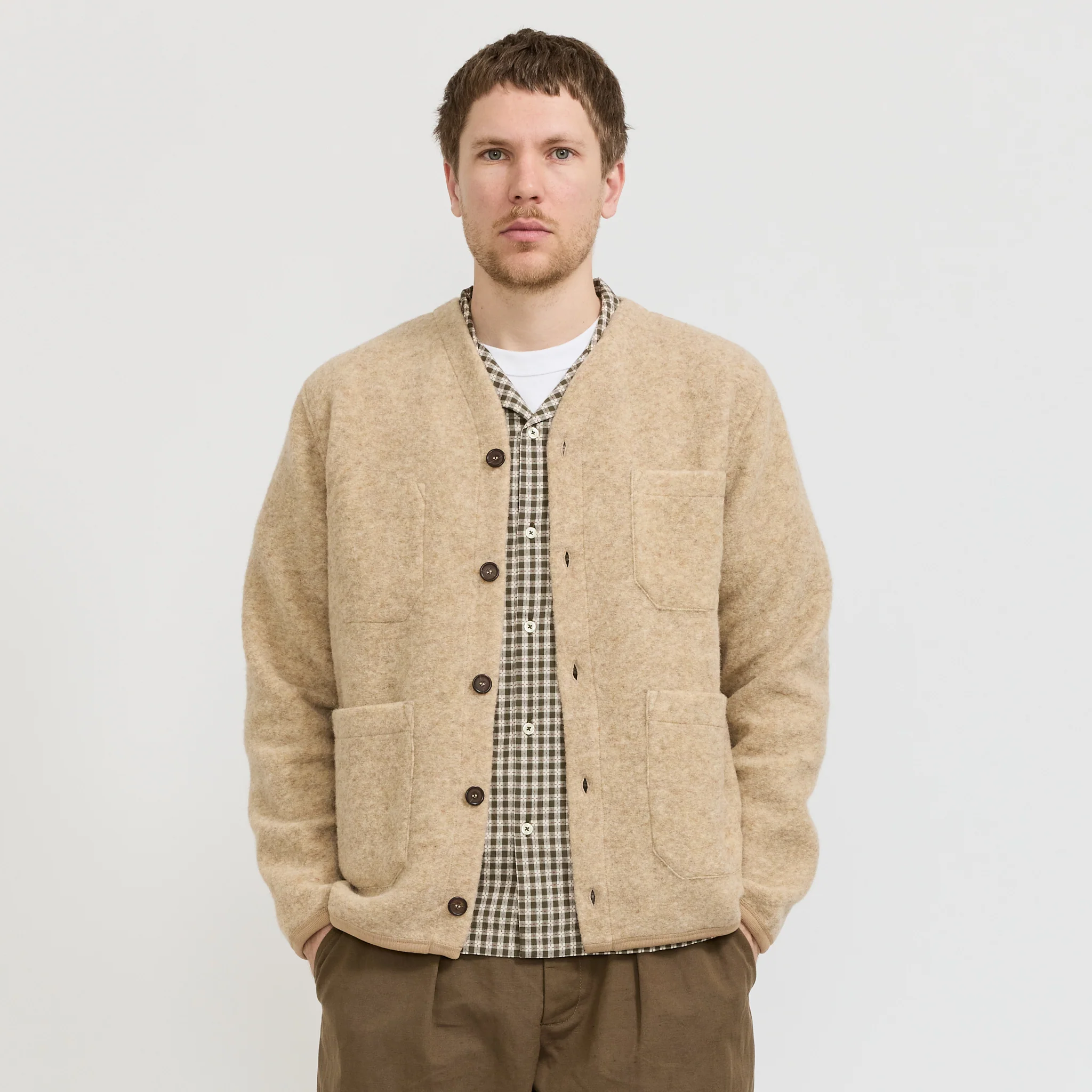 Wool Fleece Cardigan Fawn - Image 7